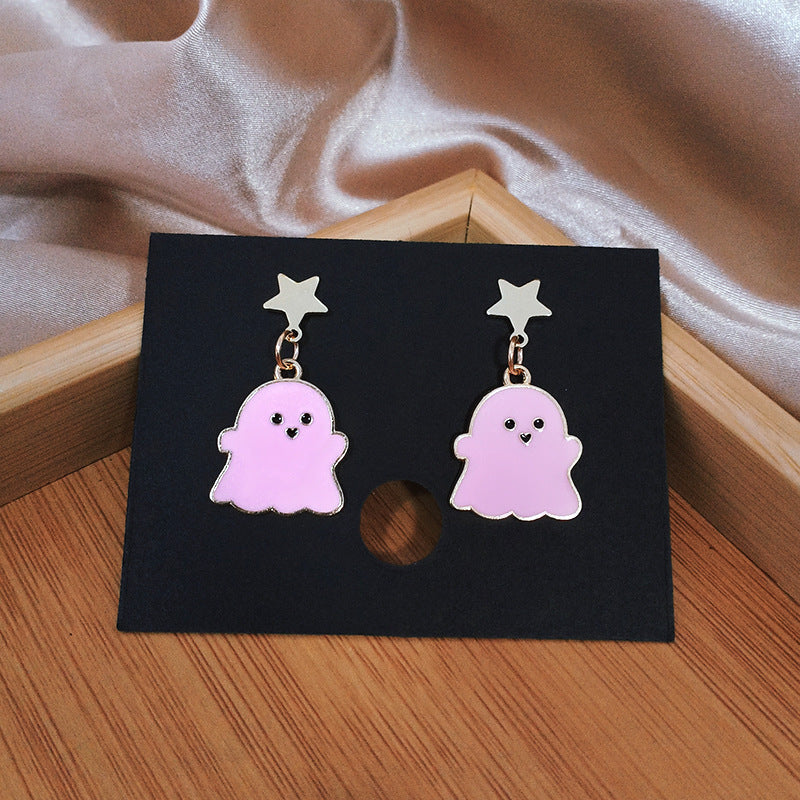 Cute Cartoon Little Ghost Girl Earrings