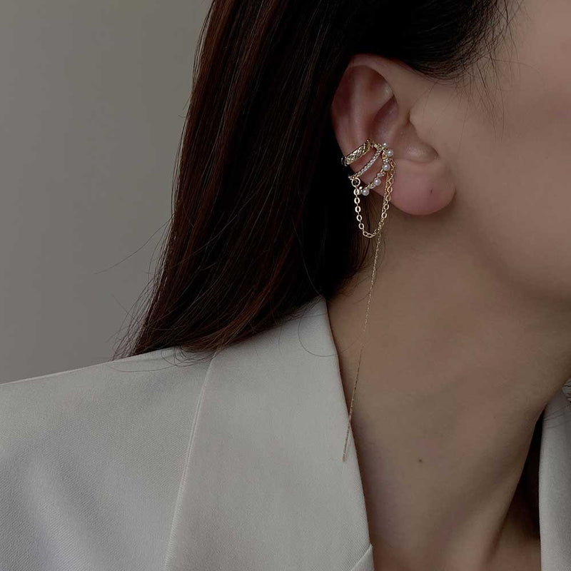 Women's High-end Temperament Pearl Tassel Ear Bone Clip