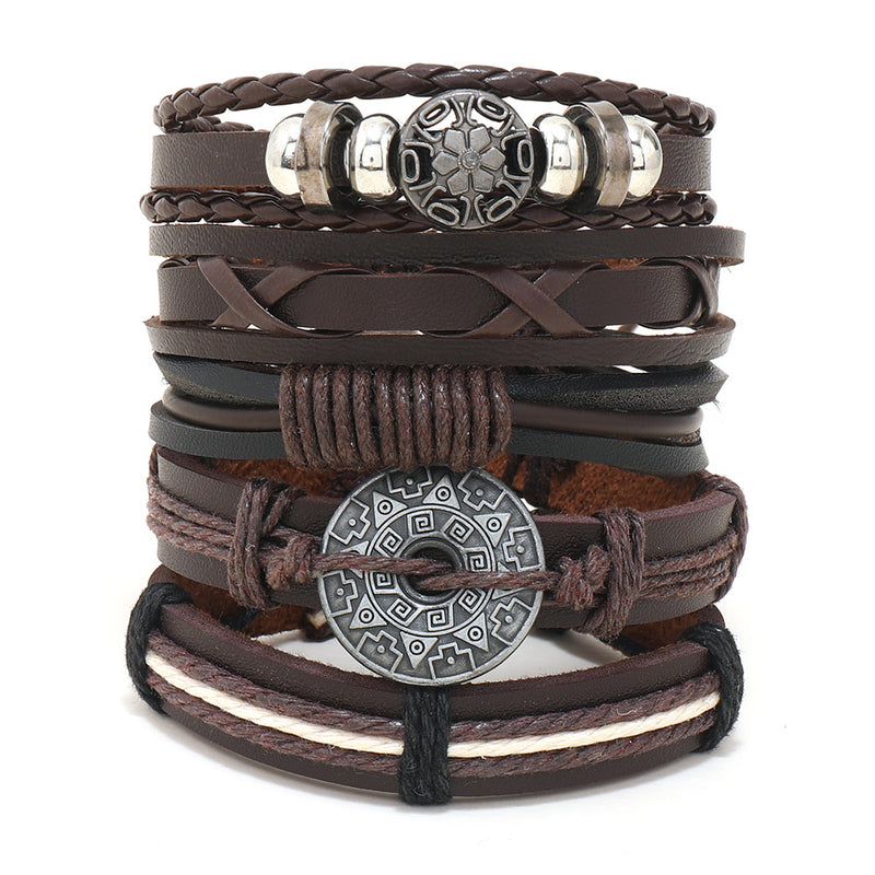 Vintage Men's Leather Bracelet European And American Woven Suit Carrying Strap