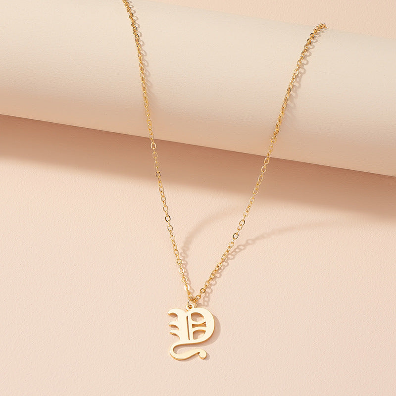 Retro Personality Design Sense 26 English Alphabet Necklace Female