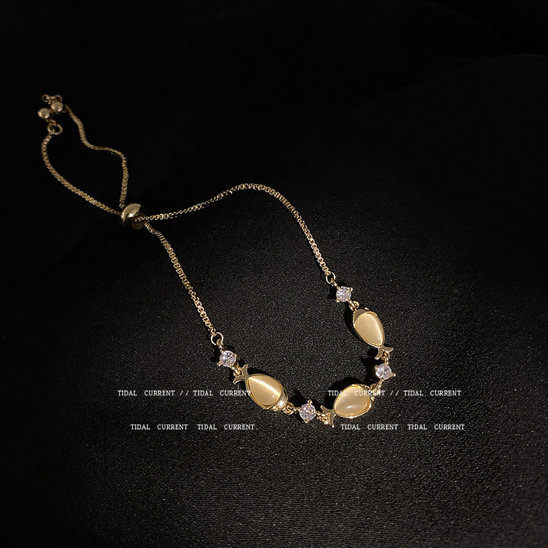 Feminine Opal Fish Bracelet Female Design Sense