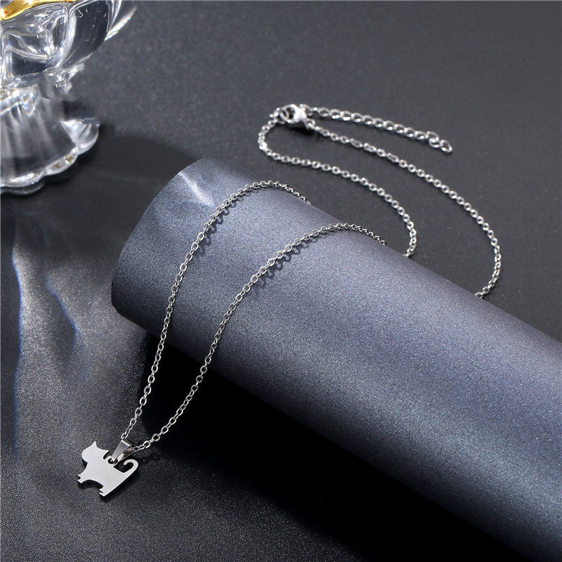 Animal Necklace Cute Kitten 304 Stainless Steel Clavicle Chain Female