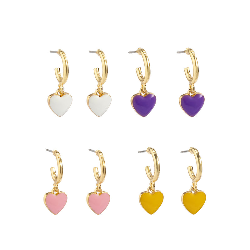 Pastoral Style Alloy Drop Oil Love Earrings Jewelry