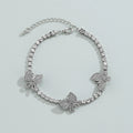 Color Butterfly Single Layer Anklet With Micro-inlaid Rhinestone Claw Chain