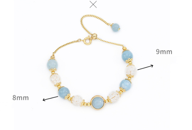 New Transit White Crystal Pop Flower Sliding Bracelet Original Aquamarine Bracelet