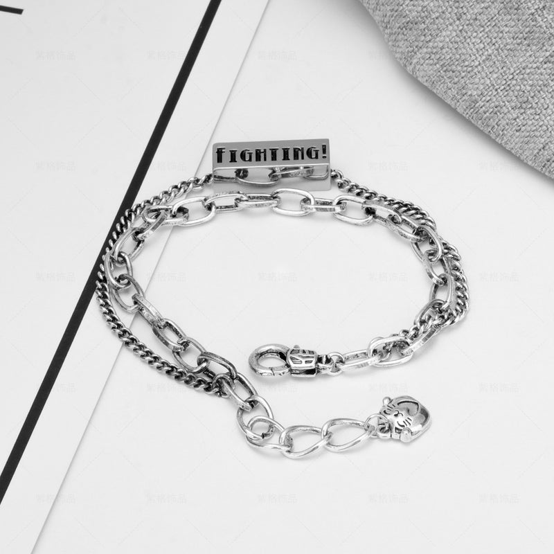 Alloy Bracelet Ins Niche Design National Tide Retro Couple Jewelry