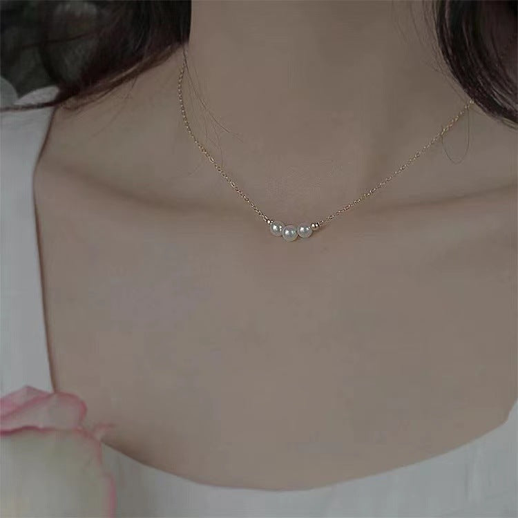 Women's Trendy New Three Pearl Necklace