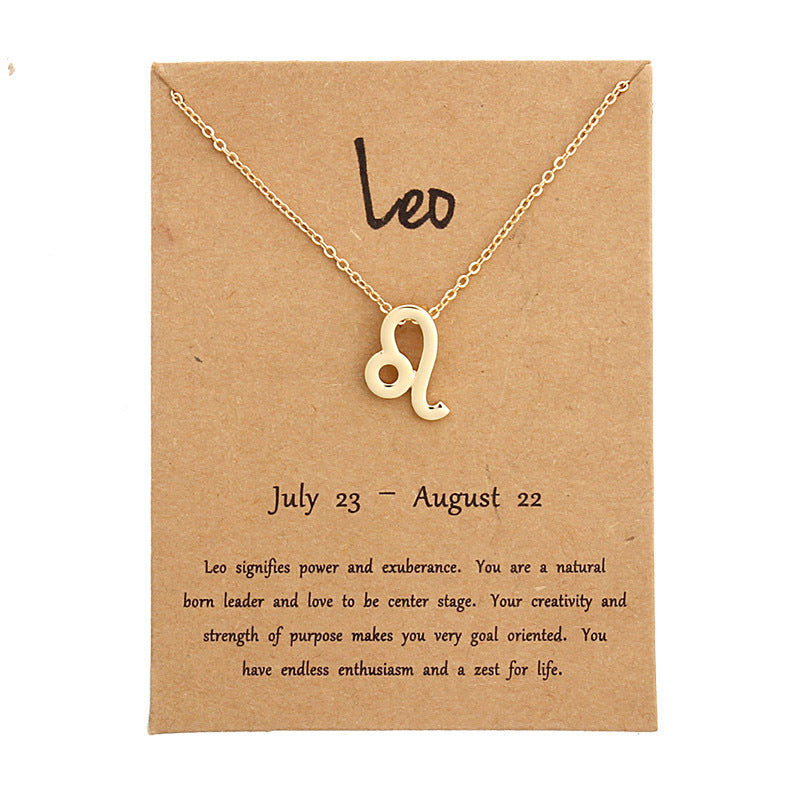 Zodiac Simple Gold Alloy Pendant Necklace