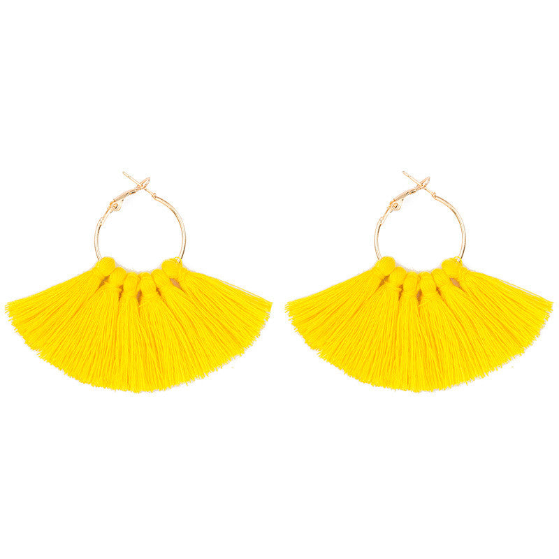 Bohemian Fan-Shaped Tassel Earrings