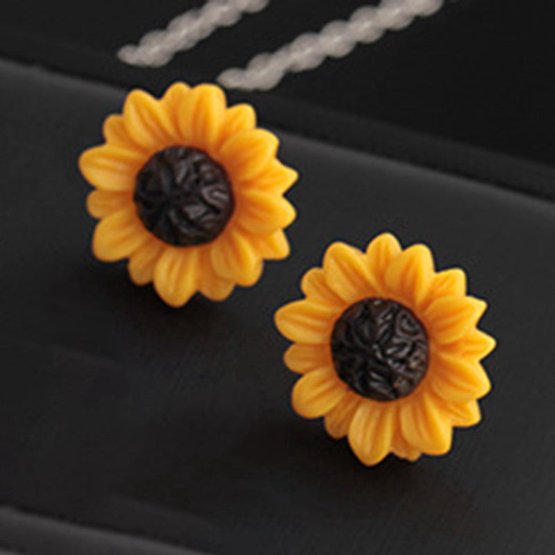 Japanese And Korean  Net Red Sun Flower Girl Student Sweet Ins Wind Flower Earrings