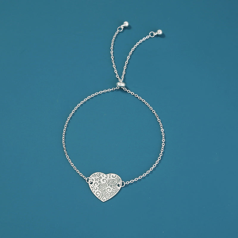 Silver brass heart drop oil glow-in-the-dark bracelet