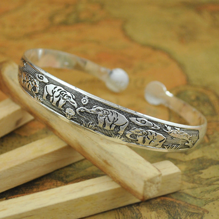 Ethnic Style Tibetan Miao Silver Bracelet