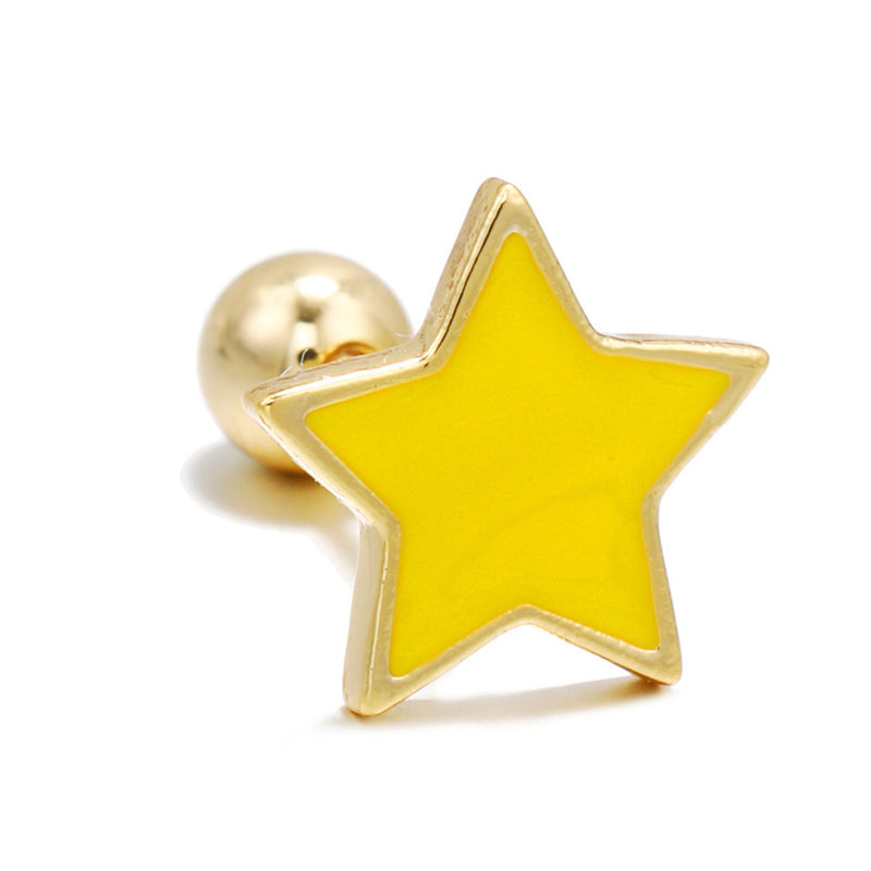 Screw Piercing Love Star Moon Stud Earrings