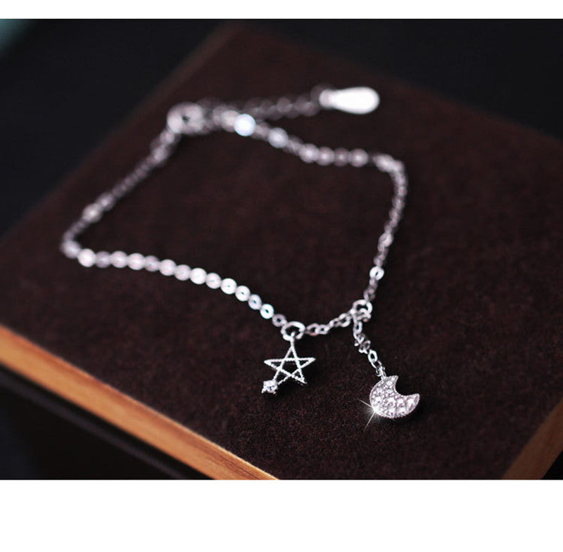 Fashion Star And Moon Diamond Anklet