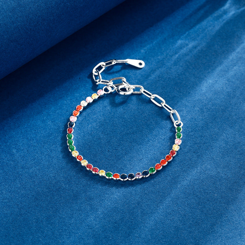 Niche Design Premium Rainbow Bracelet In Sterling Silver