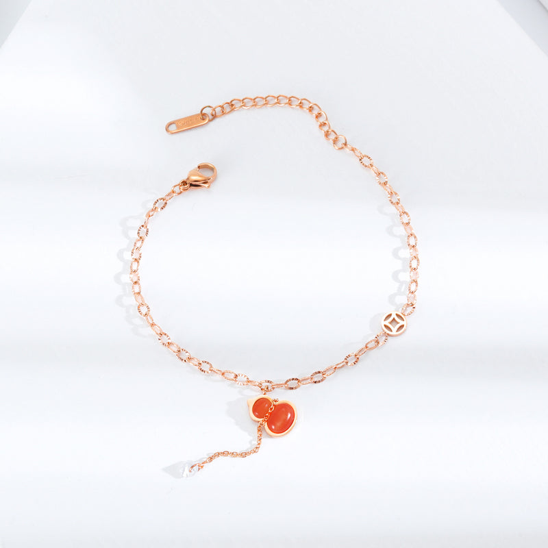 Fashion Niche Design Gourd Titanium Steel Anklet