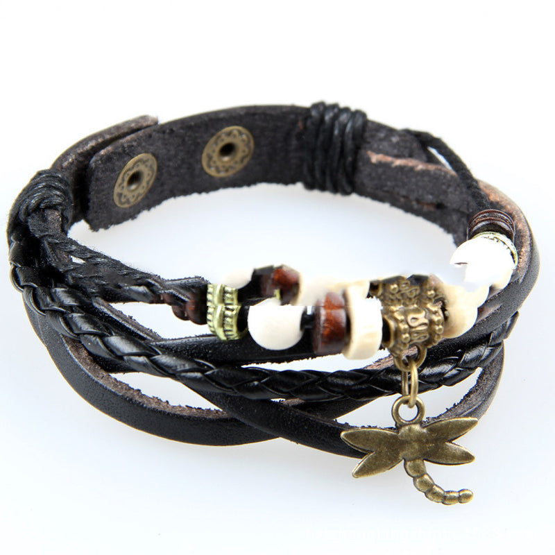 Wax Rope Leather Multi-layer Hand-woven Simple Casual Bracelet