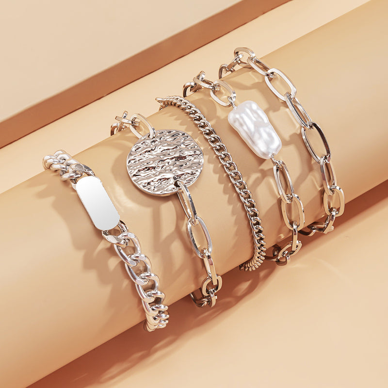 Punk Style Metal Hollow Claw Chain Bracelet Set Temperament