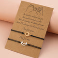Simple Alloy Sun And Moon Wax Wire Weaving Adjustable Card Lovers Bracelet