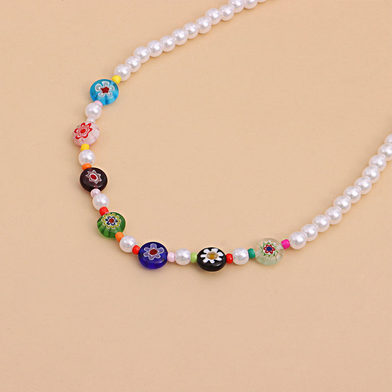 Womens Pearl Necklace Fashion Temperament  Geometric Short Style