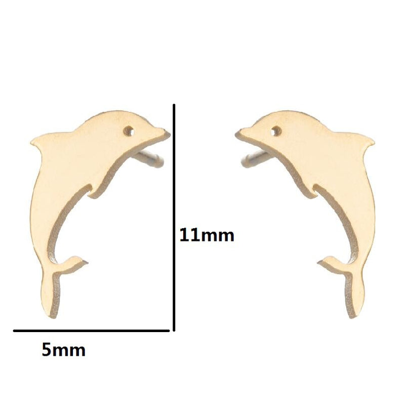 New Style Earrings Stainless Steel Plating Simple Cat Dolphin