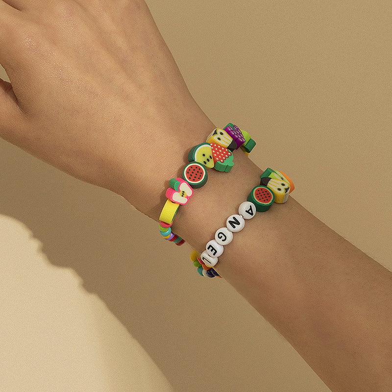 Pastoral Ethnic Style Mixed And Matched Colorful Fruit Beaded Bracelet