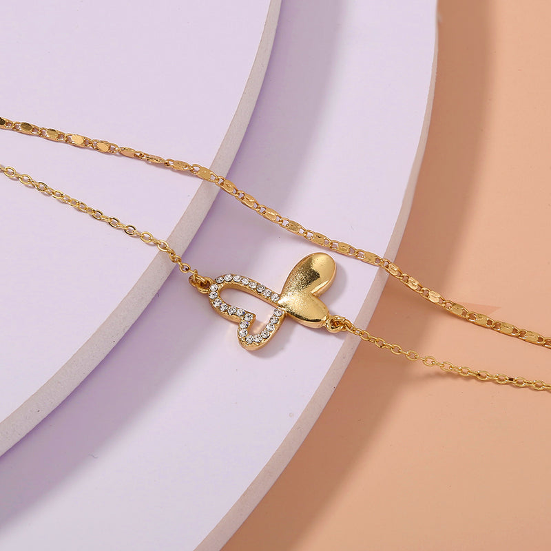 Net celebrity ins hot-selling jewelry butterfly double-layer hollow diamond bracelet pendant student girlfriends bracelet