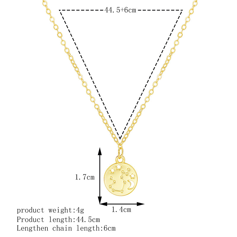 Geometric Round Pendant Six-pointed Star Necklace