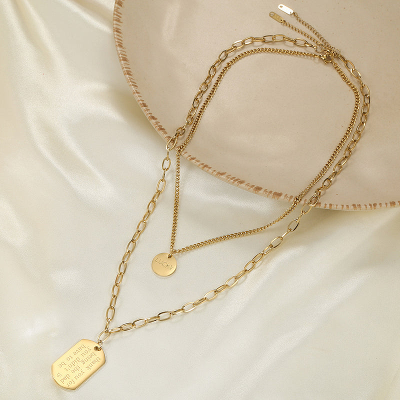 Double-Layer High-Quality Round Brand Square Brand Long Neckla