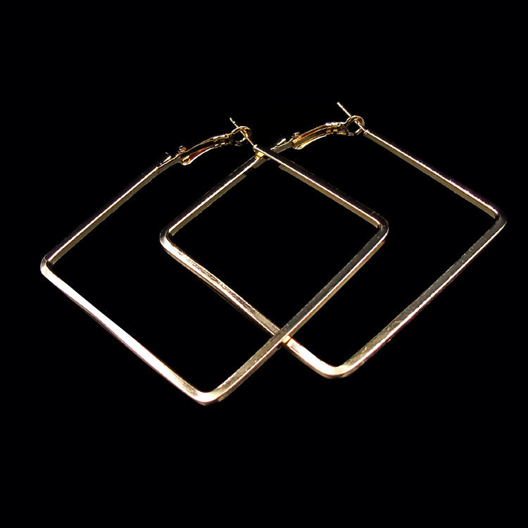 Large Square Earrings With Exaggerated Personality