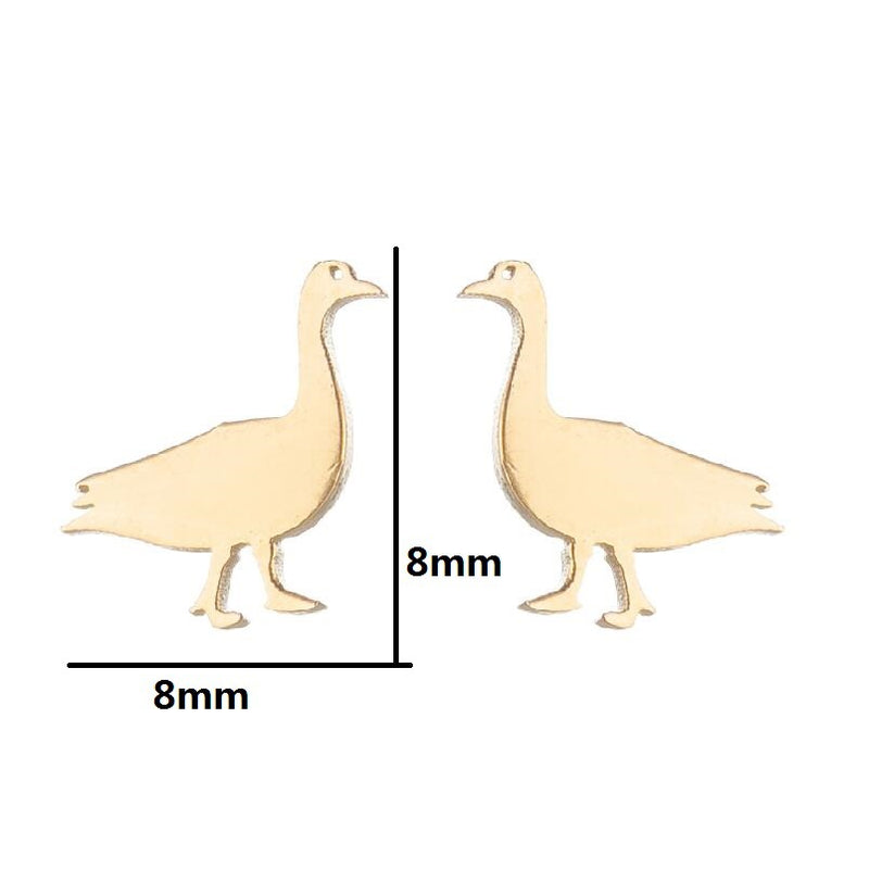 Electroplated Stainless Steel Korean Retro Swan Rabbit Earrings