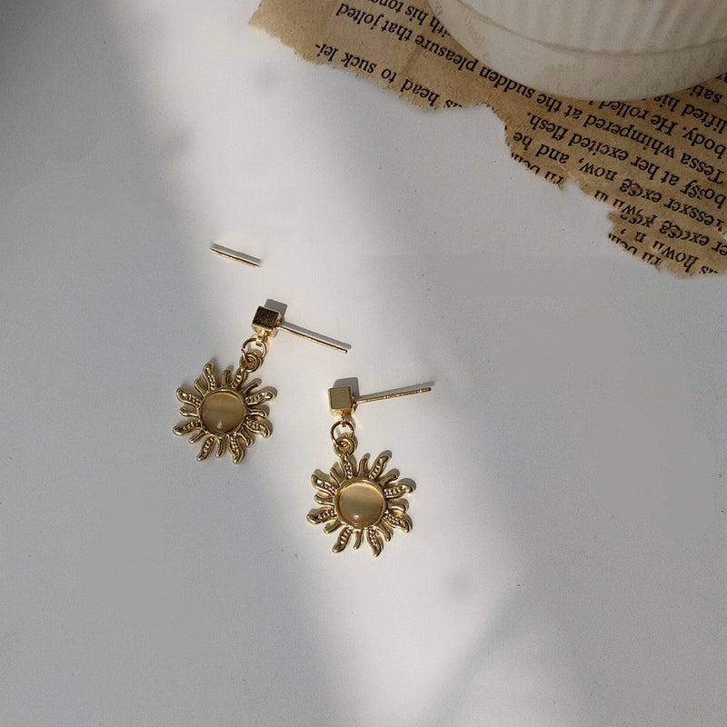 Real Gold Creative Sun Tears Earring Female