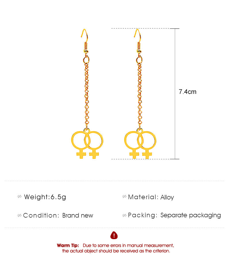 Creative Girl Symbol Earrings Ins Style Simple Alloy Long Section