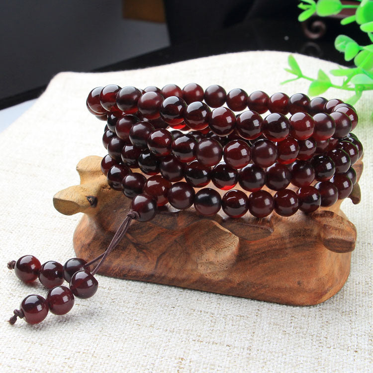 Blood Ox Horn Hand String 108 Buddha Beads Bracelet