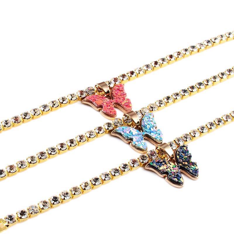 Color Sequin Butterfly Bracelet Metal Flash Diamond Thick Chain Bracelet