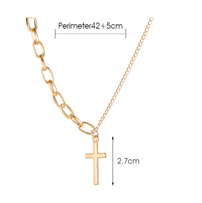 Korean Version Ins Style Chain Asymmetric Cross Necklace