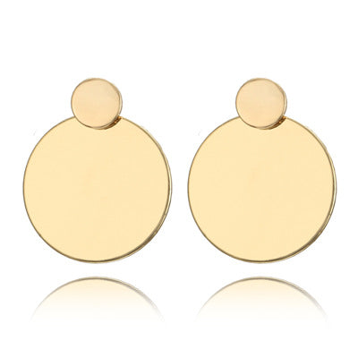 Simple Metal Disc Earrings Temperament