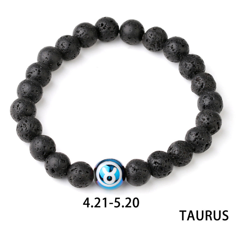 Zodiac Couple Natural Lava Stone Bracelet