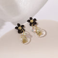 Korea Flower Square Crystal Earrings 925 Silver Post