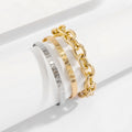 Diamond-shaped Glossy Bracelet Set Thick Chain Geometric Hollow Bracelet
