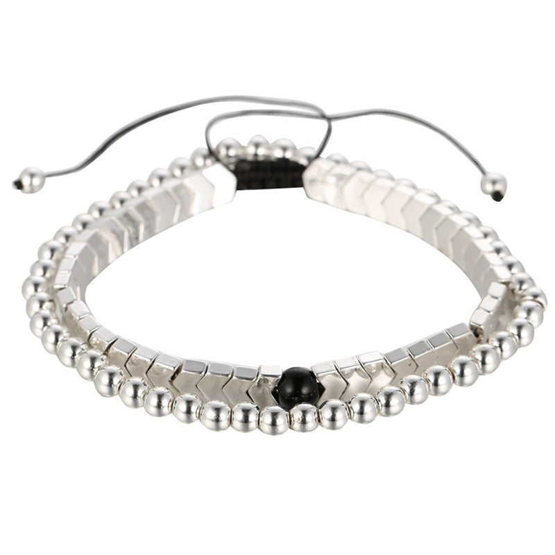 Hand-woven UFO 4mm Copper Bead Two-piece Suit Bracelet  Accessories