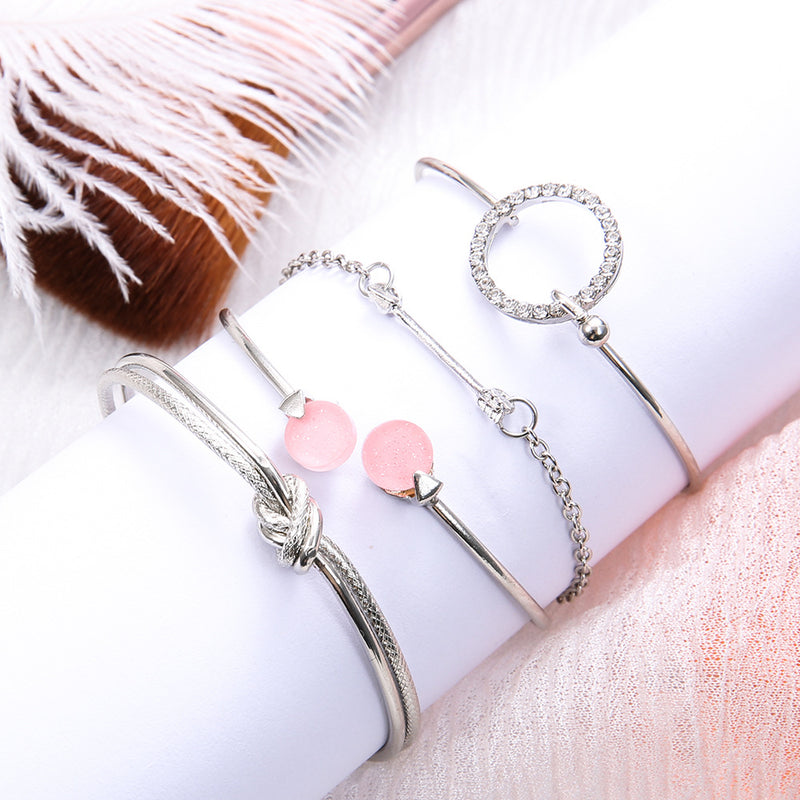 Simple Female Personality Knotted Ring Circle Diamond Arrow