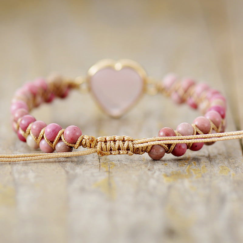 Double Natural Stone Hand-woven Bracelet With Adjustable Strings