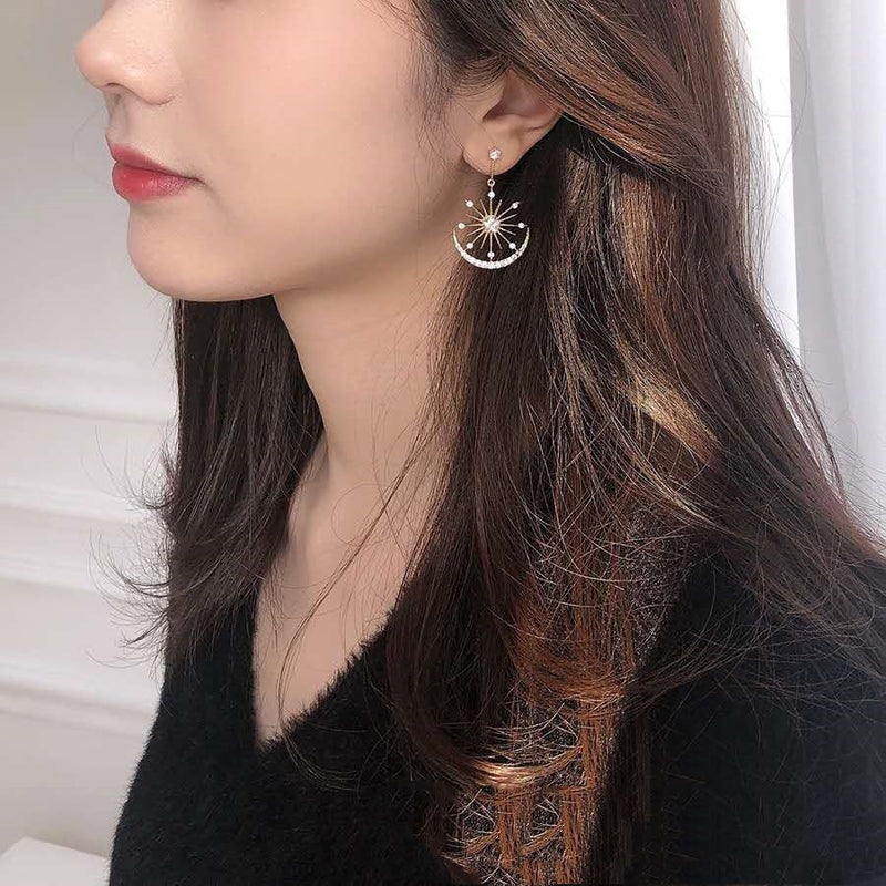 Set Diamond Temperament Long Tassel Earrings Female