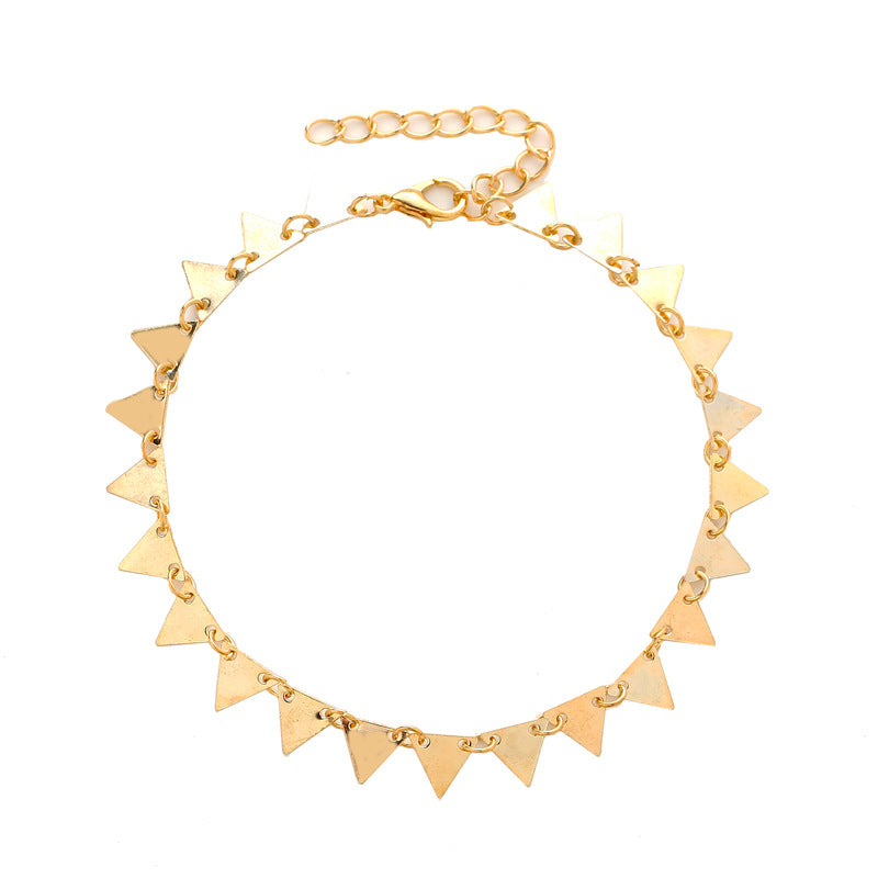 Geometric Triangle Retro Beach Chain Anklet