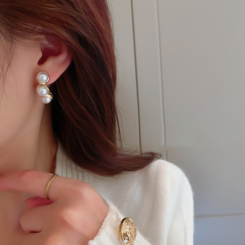 925 Silver Post Pearl Earrings Dongdaemun Korea Simple