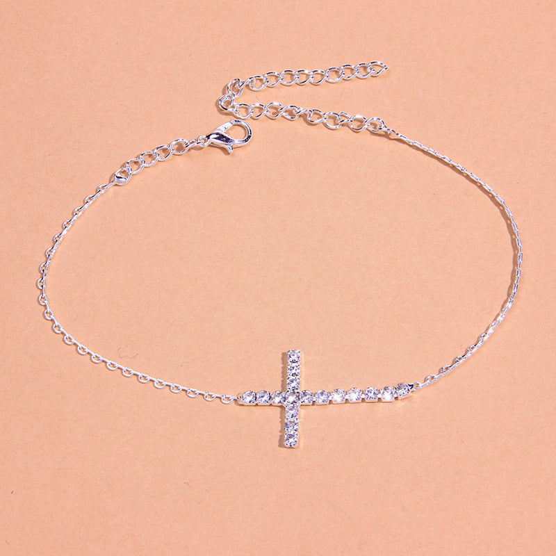 Retro Single Layer Cross Anklet