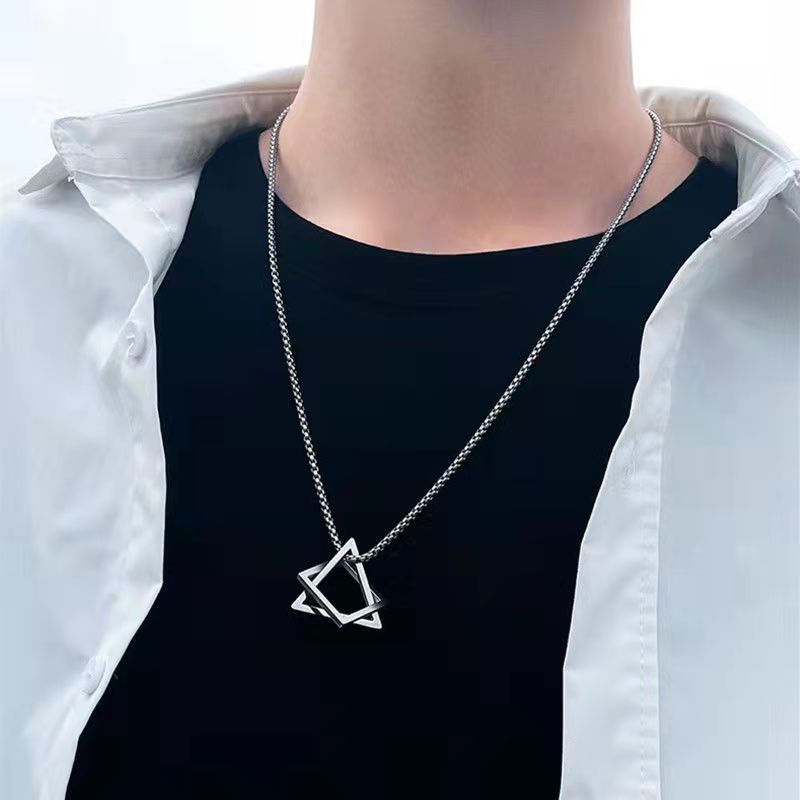 Women's Triangle Pendant Long Sweater Necklace