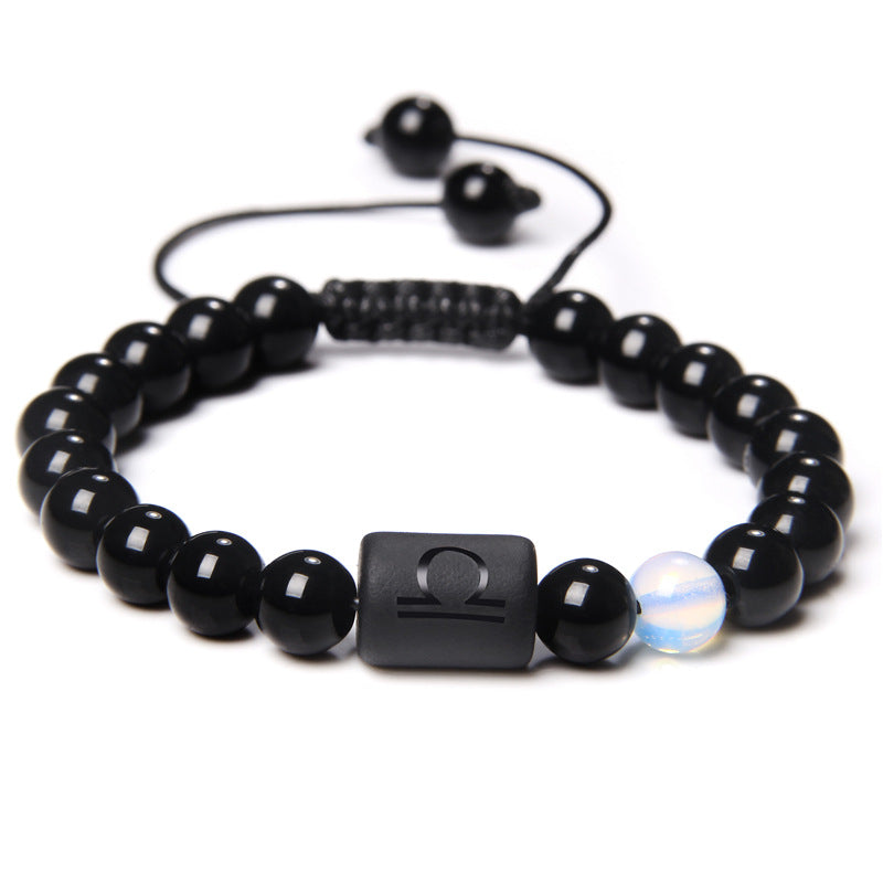 Constellation Black Glossy Beaded Bracelet