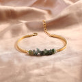 Alloy Crescent Light Green Natural Stone Bracelet